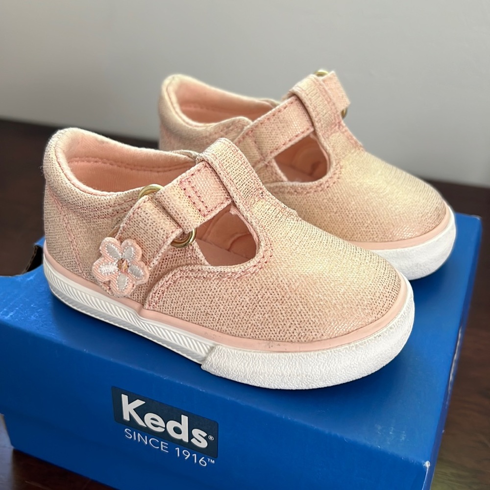 Keds Pink Kids Shoes with Flower Detail